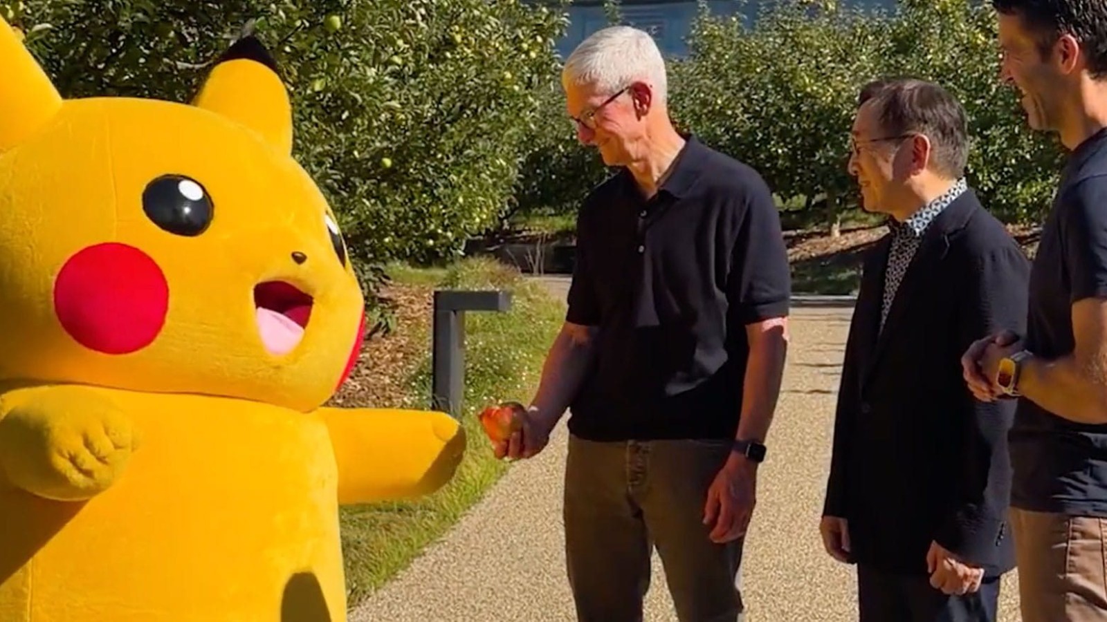 Apple Hosts Pokémon Company CEO and Pikachu at Apple Park - Apple Pokemon Company