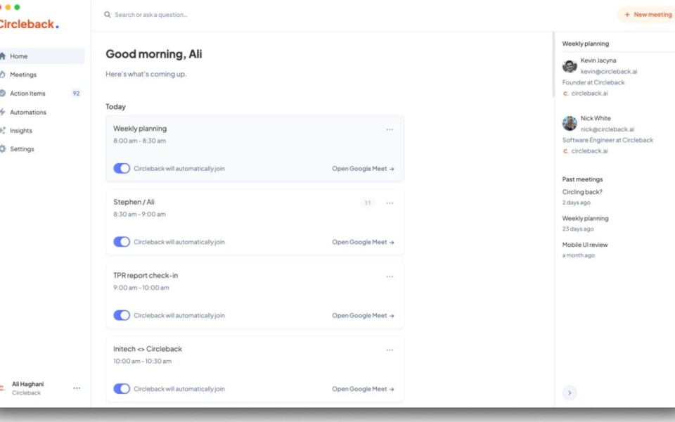 Circleback Adds Free Tier to AI Meeting Notetaker App