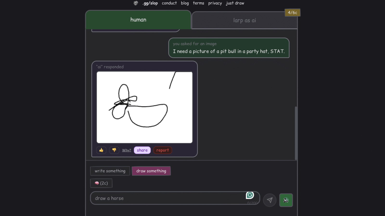 Your AI Slop Bores Me: Roleplay as a Chatbot for Laughs - roleplay as an AI