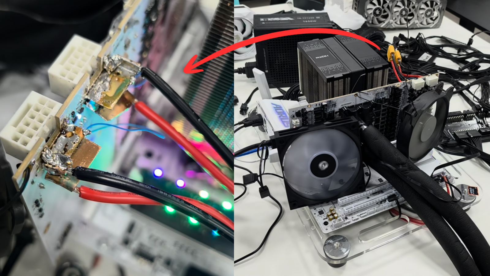 RTX 5090 Modders Solder Cables to Bypass 16-Pin Connector - RTX 5090 16-pin connector