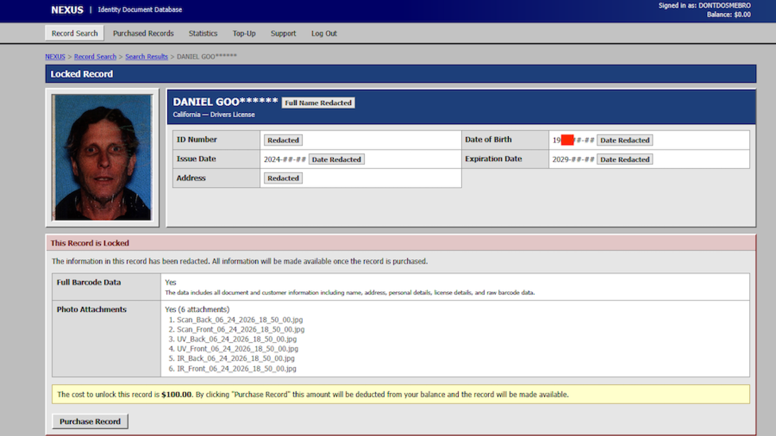Nexus Dark Web Site Sells 153M Driver's License Scans